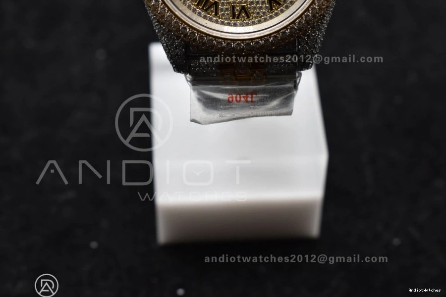 Gold Dial DateJust Tone 2 1196 Best Roman 41mm TWD Flexible Diamond Yellow Version 0727